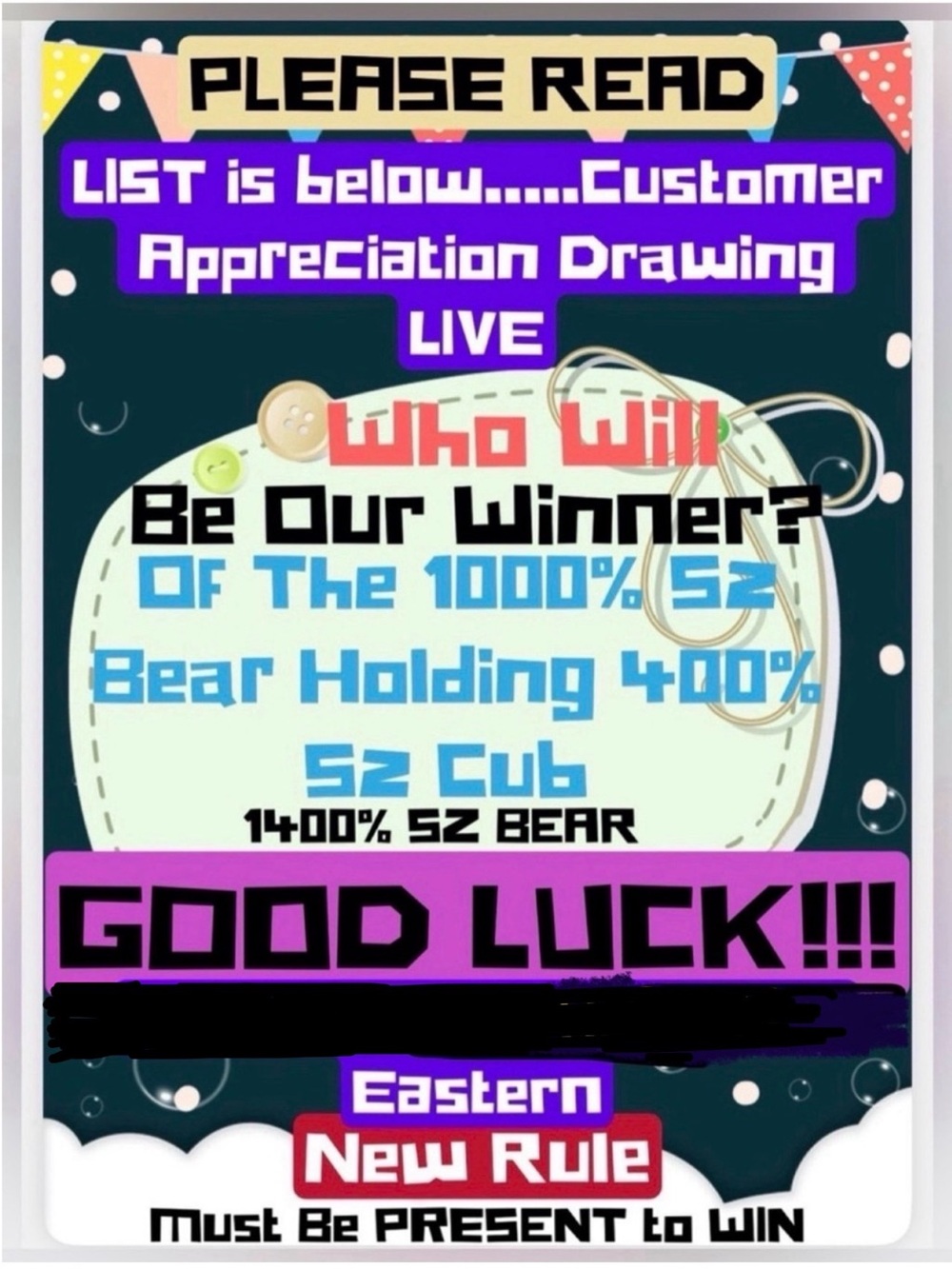 HERES THE LIST FOR CUSTOMER APPRECIATION GIVEAWAY DOLL DRAWING